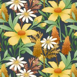 Heko Panels Textil anyag, Sárga virágok, Poliészter 100%, 210g/pm, Méret: 100cm x 155cm (DR262)