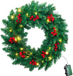 MagicHome Vianoce Karácsonyi koszorú, MagicHome Vianoce, átmérő: 45 cm, 20 LED, melegfehér, IP20, elemes (3 db AA, nem tartozék) (TC8092334)