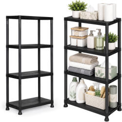 ModernHOME Műhelypolc, ModernHome LTSH4-1, fekete, 61 x 30 x 131 cm, 4 szintes, műanyag, szerszám nélkül összeszerelhető, 36, 5 cm polctávolság, polconként 25 kg teherbírás, emelt lábakkal (TF5476)