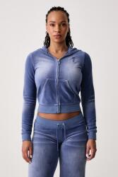 Juicy Couture cipzáras melegítőfelső kapucnival női pamuttal WASHED ROBYN - kék L