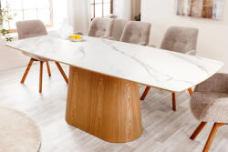 Valdina Design étkezőasztal Valdina 200 cm fehér márvány hatású kerámia - tölgy
