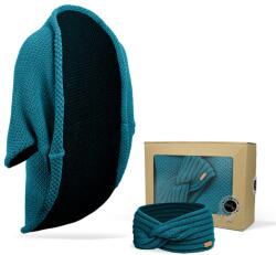 Bontis Set cadou: Cardigan tricotat și bentiță - Petrol (gift-set-VI-ptrl)