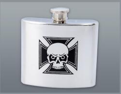  Rozsdamentes acél laposüveg - fényes króm színű, koponya mintával, 5 oz (148 ml) (DM-6-3059)