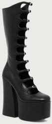 Marc Jacobs csizma sarokkal női bőr THE KIKI KNEE HIGH BOOT - fekete Női 36