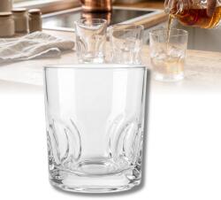 DELISOGA Set 6 pahare whisky din sticla 330 ml Delisoga, pahare tumbler transparente cu model in relief la baza, pentru whisky, cocktailuri, apa si suc, pahare joase pentru bar si masa, 6 bucati (JS5150-1) Pahar