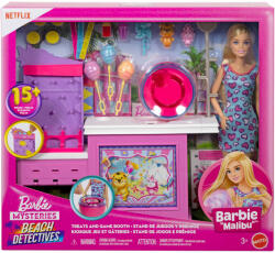 Mattel Barbie Mysteries: Detectivii de la plajă - Set de joacă stand de vată de zahăr cu păpușă - Mattel (JFV67) Papusa Barbie