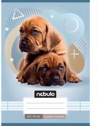 Nebulo Nebulo: Caiet liniat pentru clasa 1, capsat, format A5, 14-32, cu animale - cu câini (VO1-AM-A5-12346684)