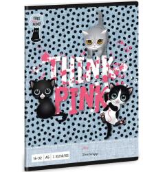 Ars Una Ars Una: Think Pink pisică simpatică caiet cu linii pentru clasa 2-a 32 file A5 (53592859)