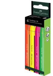 Faber-Castell Faber-Castell: Set de evidențiatoare Textliner 38 cu culori fluorescente, pachet de 4 bucăți (157774)