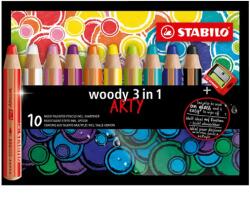 STABILO Woody 3in1 ARTY set de creioane colorate 10 bucăți (880/10-1-20)