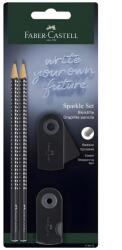 Faber-Castell Faber-Castell: GRIP Sparkle set de 4 creioane grafit negre cu radieră și ascuțitoare (218472)