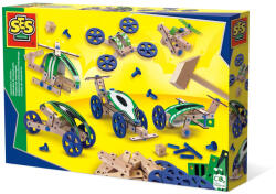 SES Creative Set pentru copii de constructie vehicule din lemn (50 piese) (14959) - delphionline