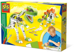 SES Creative Set de constructie - Dinozauri din metal T-rex si Stegosaurus (14958)