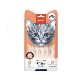 Wanpy Recompense pentru Pisici Junior Wanpy Crema cu Somon, Display 12 Pachete x 5 Pliculete x 14 g
