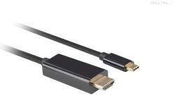 Lanberg CA-CMHD-10CU-0005-BK HDMI 2.0(M ) - USB Type-C(M) UHD 4K 60Hz fekete aranyozott HDMI kábel 0, 5m (CACMHD10CU0005B)