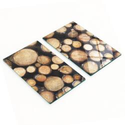 tulup 2 darabos szett, Tulup tálalódeszka, edzett float üveg, 4 mm vastagságú, csúszásgátló lábakkal, magas hőmérsékletnek és karcolásnak ellenálló, tartós fa mintás nyomtatás, többszínű, 2 x 30x52 cm (B010