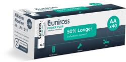 Uniross 1, 5V LR6/AA/ceruza tartós alkáli elem POWER PLUS 40db/csomag (UPPAABX40)