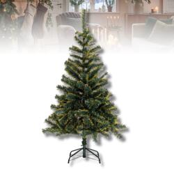 Duoguo Brad de Craciun artificial 120 cm, verde cu varfuri aurii, brad de Craciun cu crengi dese din PVC, suport metalic stabil, montaj rapid, brad artificial de interior (9983-11)