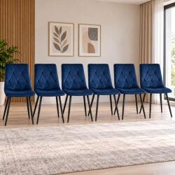 ARTOOL Set 6 scaune dining Artool Libra, catifea bleumarin, picioare negre (3837_1-SP6)