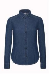 B&C Collection Női farmer ing 100% pamut, vintage városi stílus, B&C BCSWD86, Deep Blue Denim, L (bcswd86dbd-l)