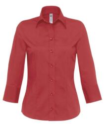 B&C Collection Női poplin ing 135 g/m2, 3/4 ujjú, rugalmas anyag, B&C BCSW520, Deep piros, S (bcsw520dere-s)