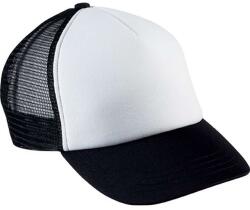 K-up Trucker sapka hálóval, 5 paneles gyerek KP143, Fehér, Fekete, Univerzális (kp143wh/bl-u)