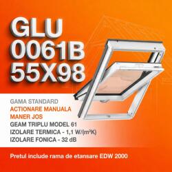 VELUX Fereastra VELUX GLU 55X98 0061B + Rama EDW 2000 (VELUX GLU CK04 0061B + EDW 2000)