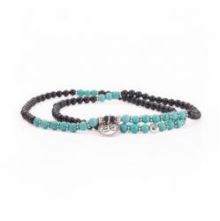 Bodhi Yoga Bodhi Nagy Mala karkötő türkiz és fekete achát OM medállal