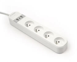 Gembird Priza/prelungitor Gembird TSL-PS-F4U-01-W 4x Schuko, 2x USB-A, 1x USB-C 12W, 16A, 1.5m, White (TSL-PS-F4U-01-W)