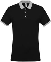 Kariban Férfi kéttónusú pique galléros póló KA258, Black/Oxford Grey, 2XL (ka258bl/oxg-2xl)