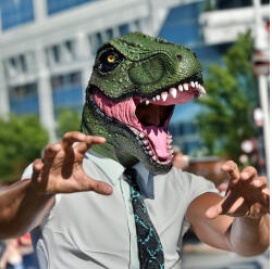 MikaMax Halloweeni farsangi dinoszaurusz maszk, latex fejmaszk (05164)
