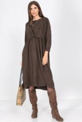 RohBoutique Rochie midi oversized tricotata cu buzunare , Maro inchis , Roh DR4700
