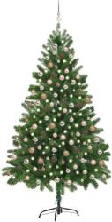vidaXL Brad de Craciun artificial preiluminat cu globuri, verde, 210 cm (3077642)