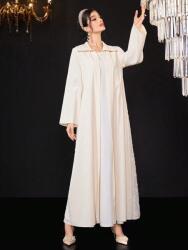 Shein Krémszínű Texturált Maxi Ágytakaró Gallér Hosszú Ujjú Szőrös Shein 36