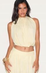 Prettylittlething Sárga Klasszikus Crop Top Nyitott Hát Gombok Prettylittlething 38