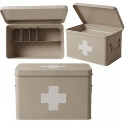 BOXIMO Fém Elsősegély Doboz Kivehető Tálcával 32, 5X16, 5X20, 5 CM Bézs (E37001N)