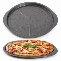 TopoweCeny Pizzasütő Tepsi XXL Perforált Forma Pizzasütő Fogantyúval 36CM (5908170053305)