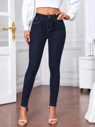Shein Sötétkék Hosszú Illeszkedő Farmer Nadrág Magas Derekú Shein 32