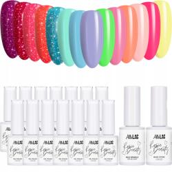 AlleLac 14x Hibrid lakk Allelac 6g Rosie Beauty Spring Vibes Set Base Top (Lakier do paznokci idealny na wiosnę lato)