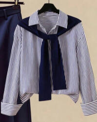 Shein Kék Csíkos Gac Ing S06__M