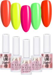 AlleLac 5x Hibrid lakk Allelac 6g Skittle Nails Neon színek Nyári szett (Zestaw Lakierów Hybrydowych Lato Cukierkowy)
