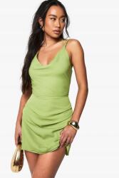 Boohoo Zöld Chiffon Ruha Mini Vállpántokkal Sima Cipzár Boohoo 40