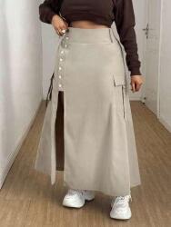 Shein Bézs Szoknya Oroszlán Kivágással S06__50