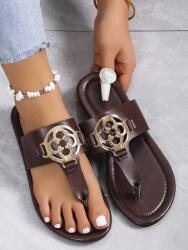 Shein Barna Flip-flop Papucs Díszítéssel S06__43