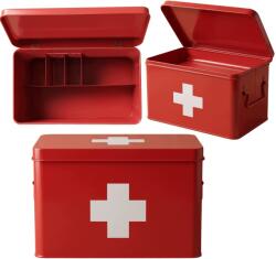 BOXIMO Fém Elsősegély Doboz Kivehető Tálcával 32, 5X16, 5X20, 5 CM Piros (E37001R)