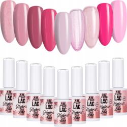 AlleLac 9x Hibrid lakk Allelac 6g Pinks Pink Set 9in1 Rózsa Bézs (Zestaw Lakierów Hybrydowych Na Karnawał)