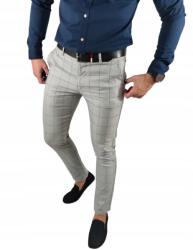  Férfi nadrág Slim Fit Elegáns Casual Látogatói kockás szürke DJ02 W34