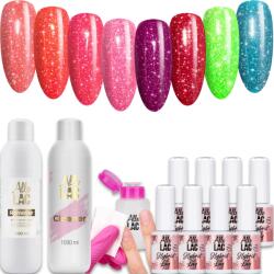 AlleLac 8x Hibrid lakk Allelac 6g Flash Set Cleaner Remover Adagoló (Lakier Brokatowy Na Karnawał Zestaw)