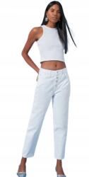 Trendyol Fehér Mom Jeans Farmernadrág Gombokkal És Kopásokkal 36 5BA