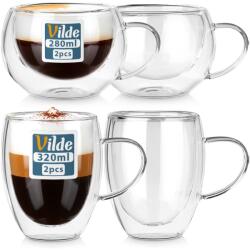 Vilde 4x Duplafalú Termo pohár teás kávé italokhoz 280+320ml (5900670118843)